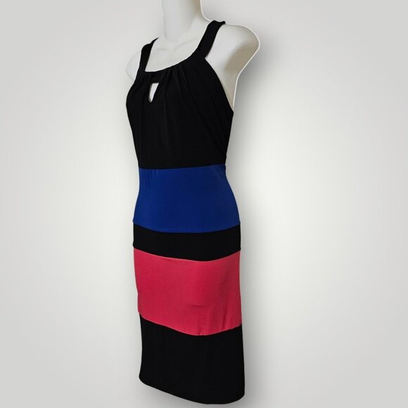 En Focus Studio Women’s 10 Black Sleeveless Cocktail Dress Royal Blue & Fuchsia - Picture 6 of 13